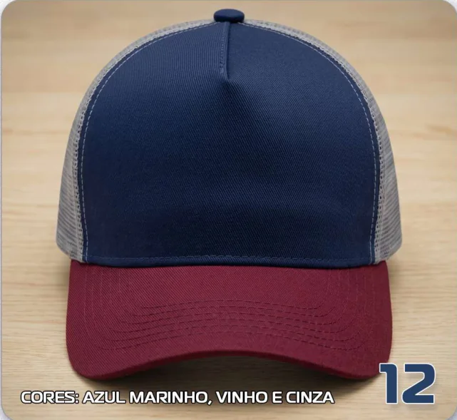 Trucker telado — Azul-marinho, vinho e cinza · modelo 12