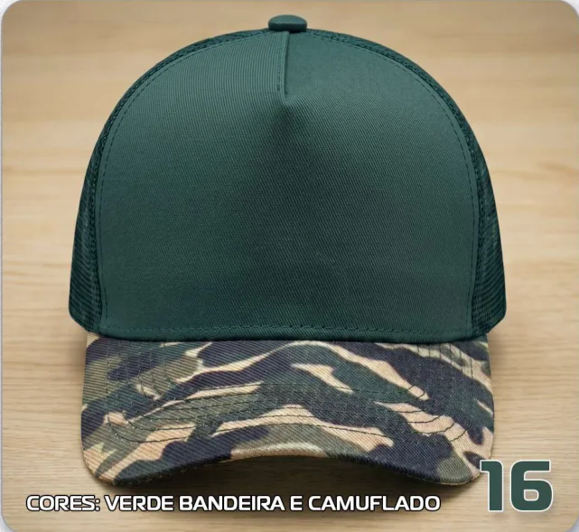 Trucker telado — Verde-bandeira e camuflado · modelo 16